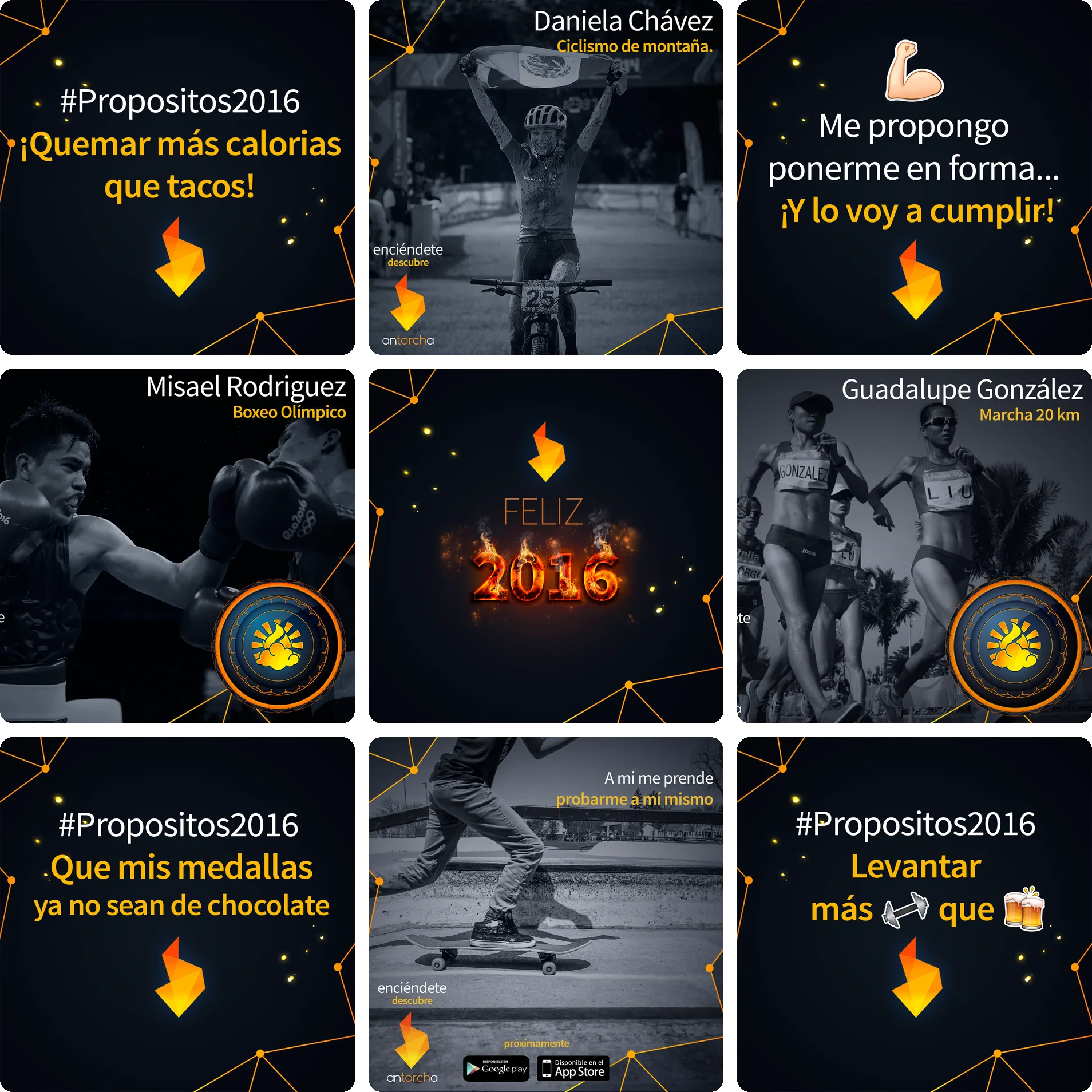 Posts from the #Propositos2016 campaign and sponsored athletes