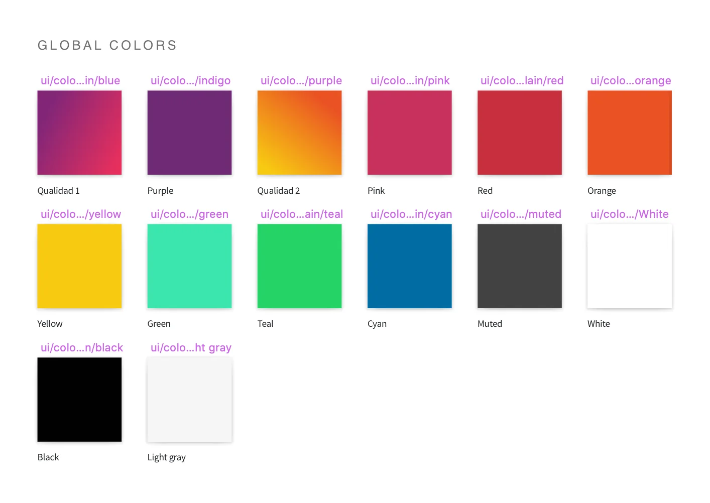 Qualidad global color palette